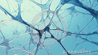 Blue color displays cell structure and brain patterns. Some neurons glow in soft light blue in a highly detailed textured display Stock Photo