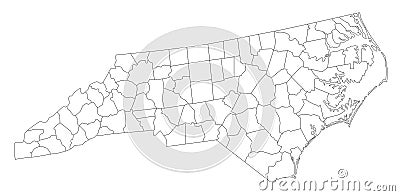 Detailed North Carolina Blind Map. Vector Illustration