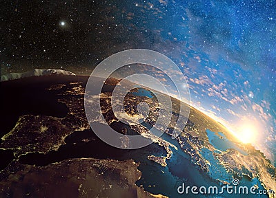 Highly detailed planet earth in the morning, Stock Photo