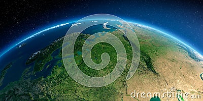 Detailed Earth. European part of Russia Stock Photo