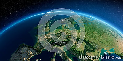 Detailed Earth. Central Europe Stock Photo