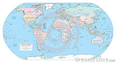 Highly detailed political World map. EPS 10 vector Vector Illustration