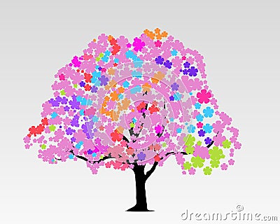 A highly detailed stylish and beautiful design of a tree in multiple colors. Cartoon Illustration