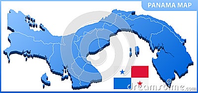 Highly detailed three dimensional map of Panama. Administrative division. Vector Illustration