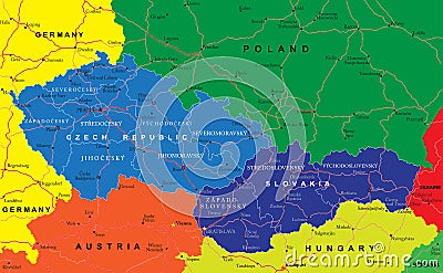 Czech and Slovak Republics map Vector Illustration