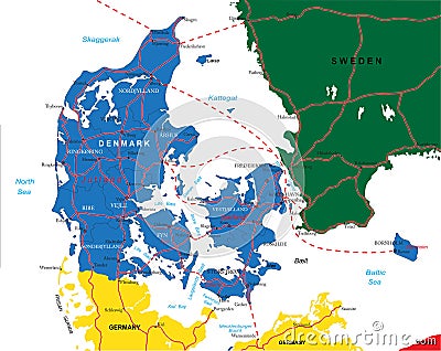 Denmark map Vector Illustration