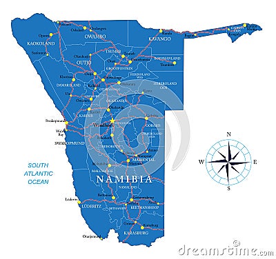 Namibia political map Vector Illustration