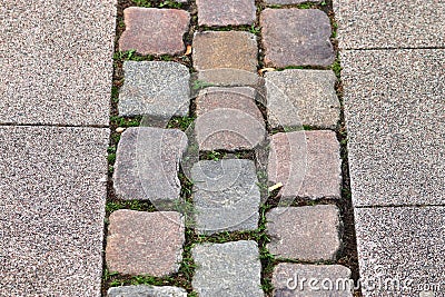 Highly detaled close up view on cobblestone textues with perspective in high resolution Stock Photo