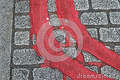 Highly detaled close up view on cobblestone textues with perspective in high resolution Stock Photo