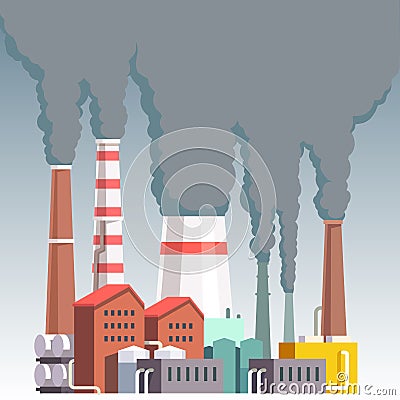 Highly polluting factory plant Vector Illustration