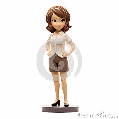 Charming Anime Style Figurine Of A Woman In Office Attire Stock Photo
