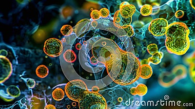 A highmagnification image of the process of oxidative phosphorylation where oxygen is used to generate ATP in the final Stock Photo