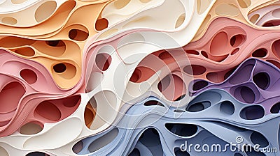 Highresolution cell illustrations with elegant design, soft hues, intricate patterns, and seamless textures in a flat style Cartoon Illustration