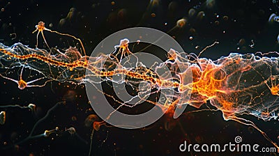 Highresolution image of a dendritic spine in action receiving signals from neighboring neurons and contributing to Stock Photo