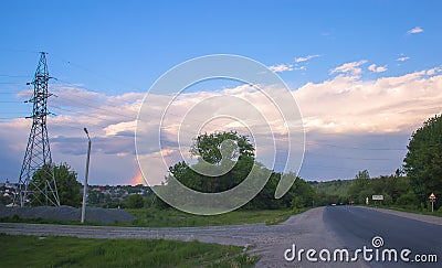 highroad in the autumn with rainbow Stock Photo