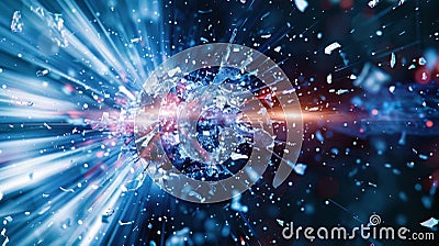 A highspeed camera capturing the moment of collision between particles Stock Photo