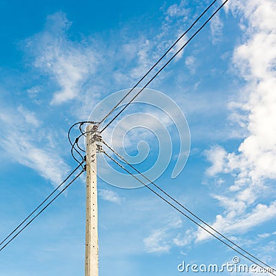 Hight eletricity power line cable Stock Photo