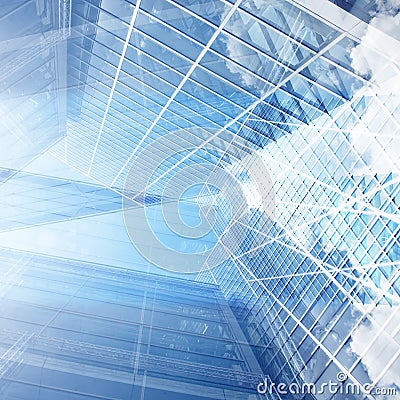 Hight glass modern building with blue sky and cloud at daylight Stock Photo