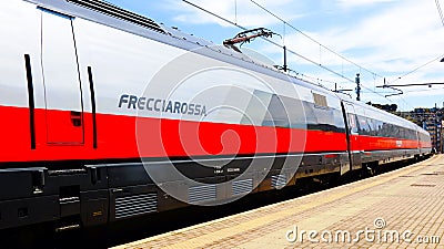 Hight-Speed Italian Train Frecciarossa by Trenitalia, Italy Editorial Stock Photo