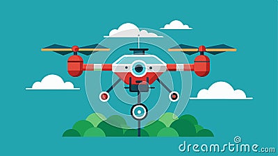 The hightech drones used in precision fertilization are equipped with advanced GPS systems ensuring accurate coverage Vector Illustration
