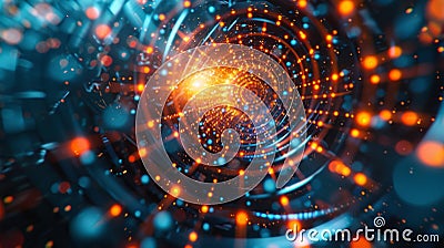 A hightech illustration of a quantum photon detector used to receive and interpret information encoded in particles in Cartoon Illustration