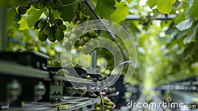 Hightech sensors and advanced algorithms guide the automated harvester to selectively pick only the most mature figs Stock Photo