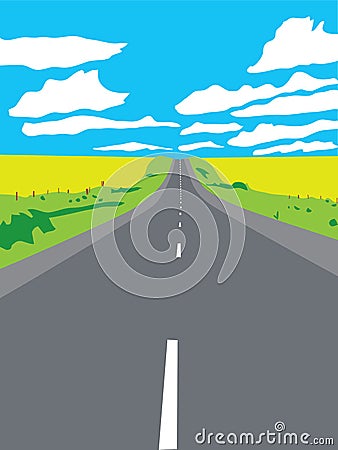 Highway aiming for a horizon poster Vector Illustration