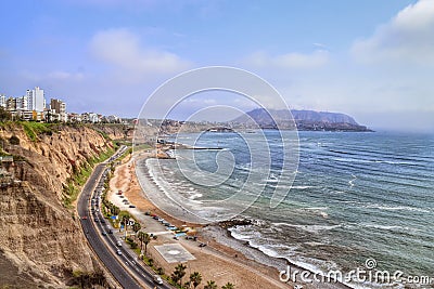 Highway along sandsone cliff and dramatic coast Stock Photo