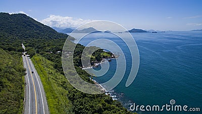 Highway along the sea, highway Angra dos Reis to Rio de Janeiro Stock Photo