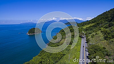 Highway along the sea, highway Angra dos Reis to Rio de Janeiro Stock Photo