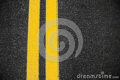 Highway Asphalt surface with two yellow lines. Stock Photo