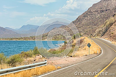 On one side is the ocean, generally the Gobi and giant cactus.Baja California Stock Photo