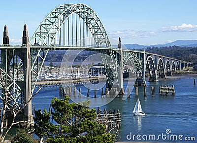 The Yaquina Bay Bridge in Newport, Oregon. Stock Photo