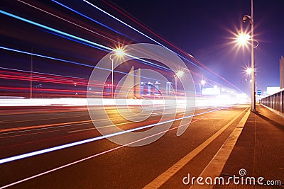 Highway bridge at night Stock Photo