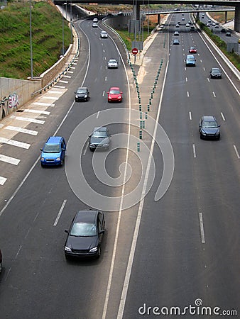 Highway with cars Stock Photo