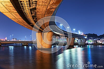 Highway city bridge at night Editorial Stock Photo