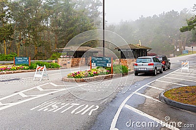 Highway 1 Gate to 17-Mile Drive in Monterey county USA Editorial Stock Photo
