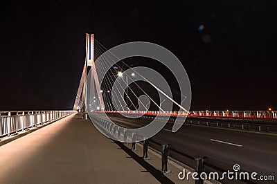 Highway going through a cable-stayed bridge Editorial Stock Photo