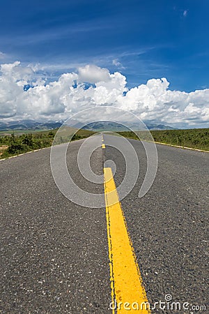 The highway leading to the clouds Stock Photo