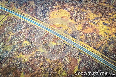 A1 highway through Lika region of Croatia aerial view Stock Photo