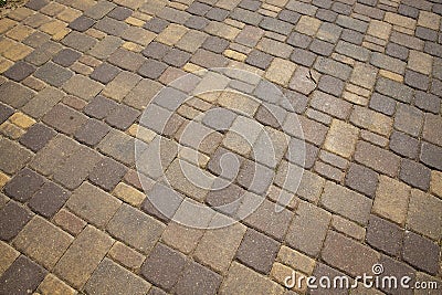 the highway is made of multicolored cobblestone tiles Stock Photo