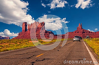 Highway in Monument Valley, Utah / Arizona, USA Stock Photo