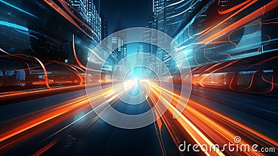 Highway with motion blur to create vision of fast moving cars Stock Photo