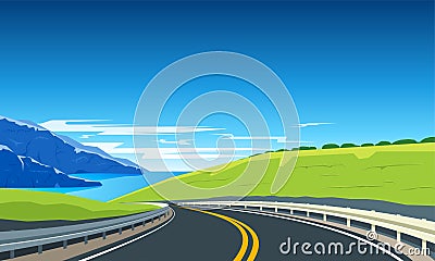 Turning highway banner Vector Illustration