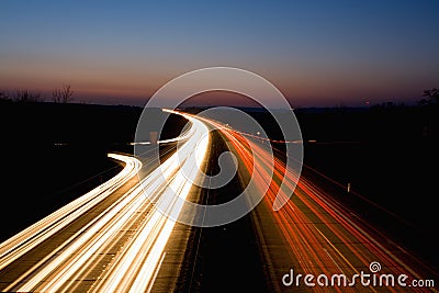 Highway at night Stock Photo