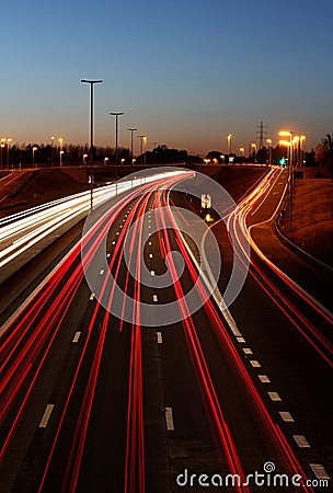 Highway at night Stock Photo