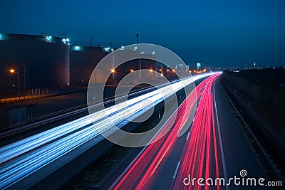 Highway at night Stock Photo