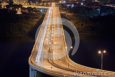 Highway at night lights Stock Photo