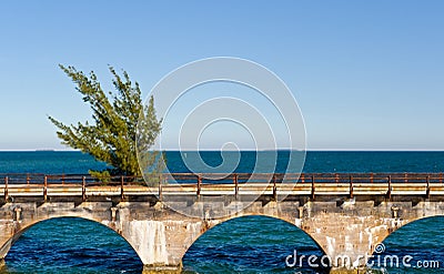 Highway over ocean bridge Stock Photo