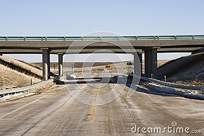 Highway with overpass bridge. Stock Photo